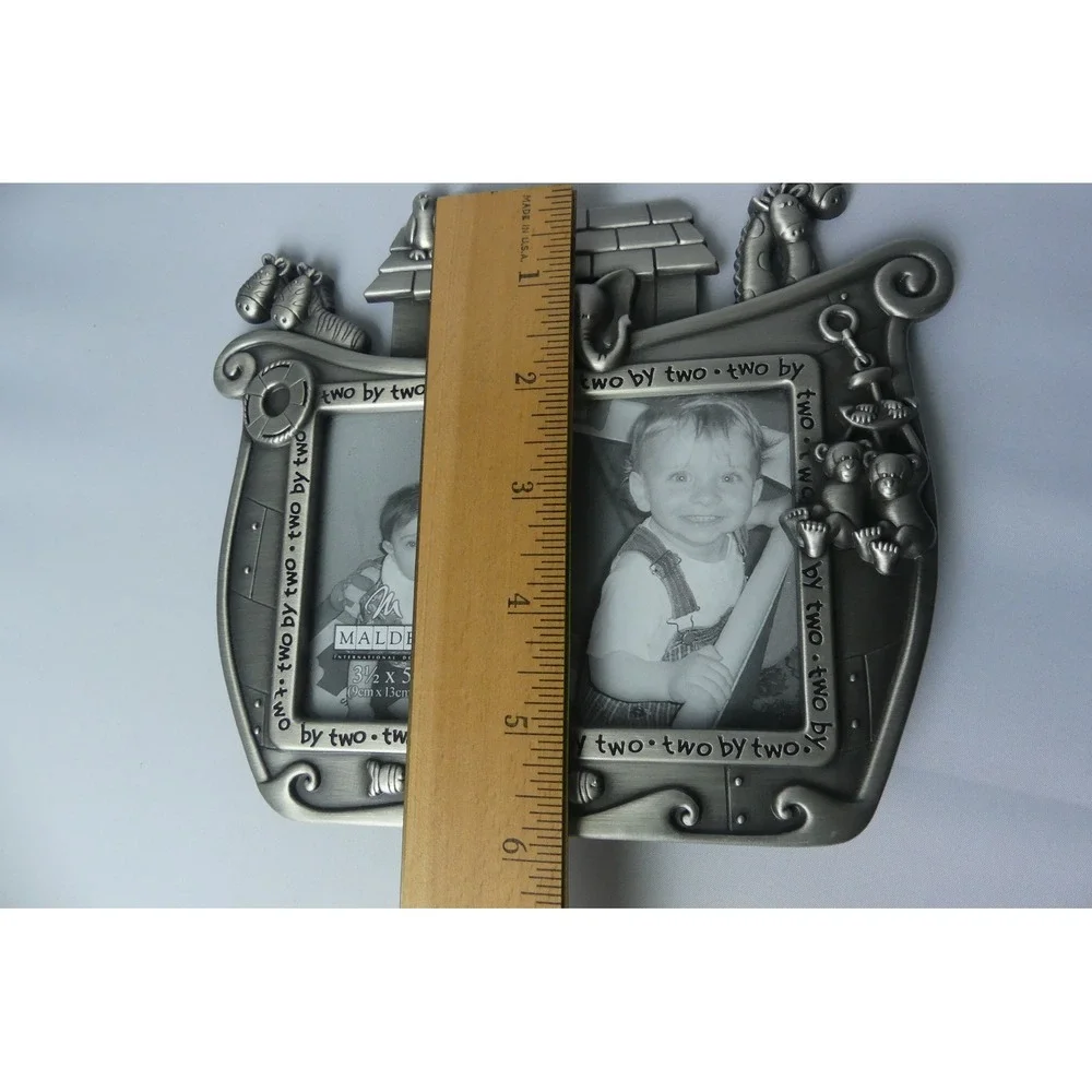 Noah's Ark Pewter Tone Two-by-Two Picture Frame by Malden- 3 1/2 x 5 NEW